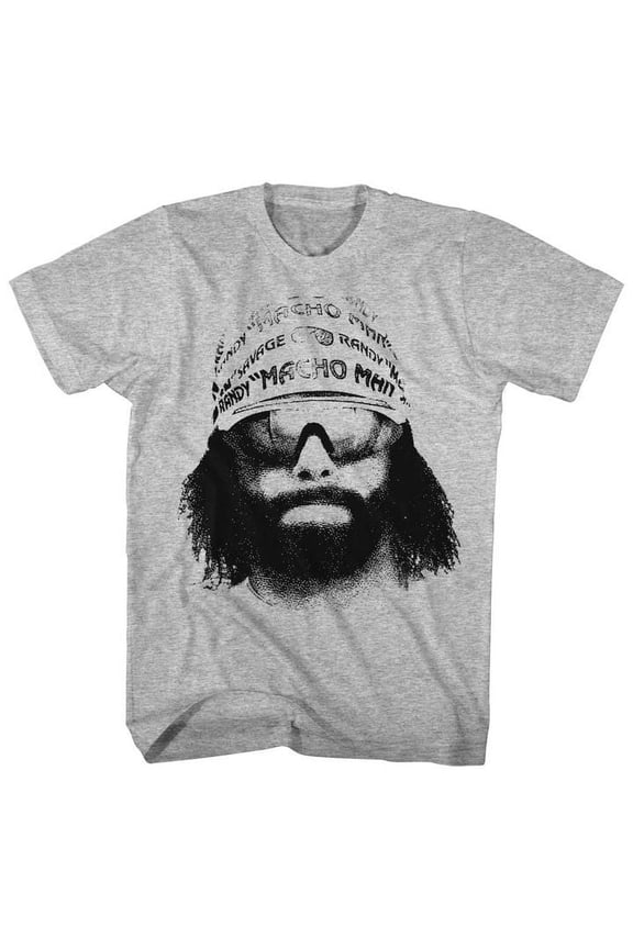 Macho Man Face Gray Heather Adult T-Shirt 5Xl