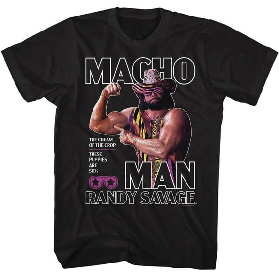 Macho Man Flex Black Adult T-Shirt