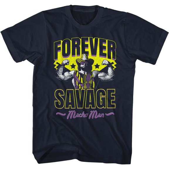 Macho Man Forever Savage Navy Adult T-Shirt 4Xlt