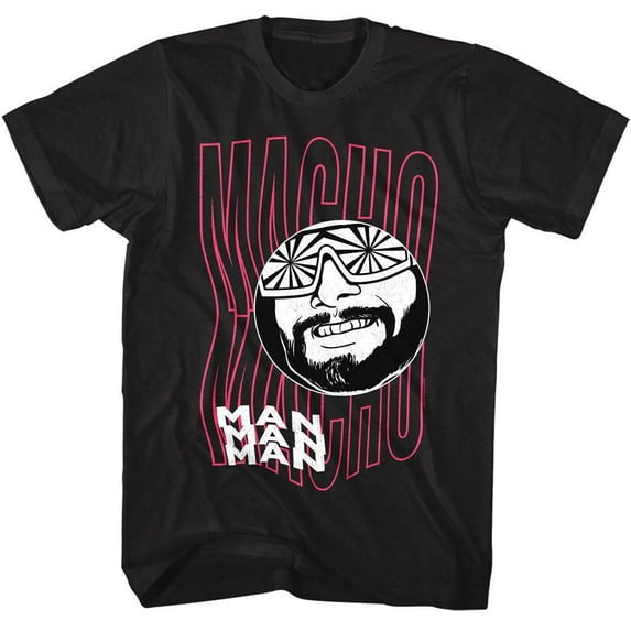 Macho Man Funky Text Black Adult T-Shirt S