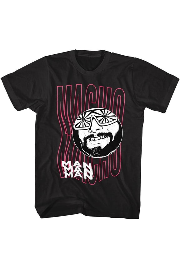 Macho Man Funky Text Black Adult T-Shirt S