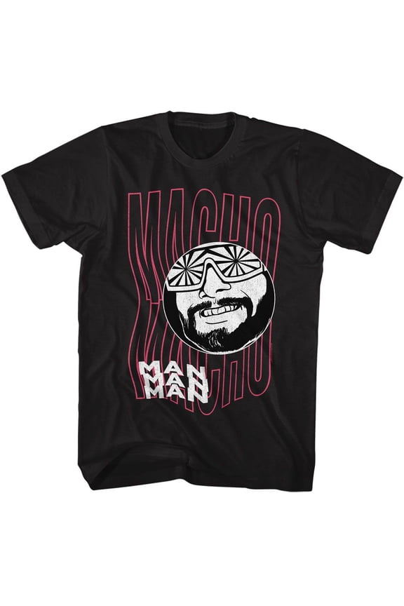 Macho Man Funky Text Black Adult T-Shirt