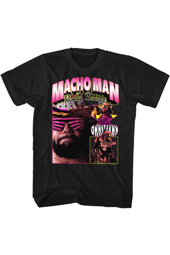 Macho Man Macho Collage Black Adult T-Shirt