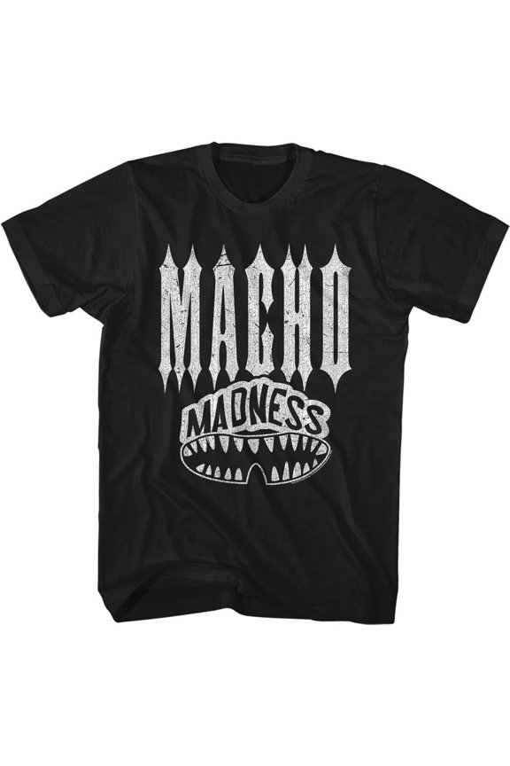 Macho Man Macho Teeth Black Adult T-Shirt