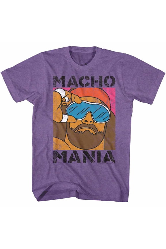 Macho Man Mania Retro Purple Heather Adult T-Shirt
