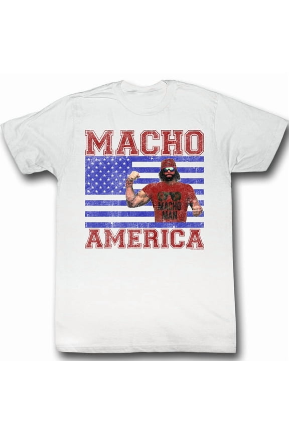 -MACHO AMERICA-WHITE ADULT S/S TSHIRT-XT
