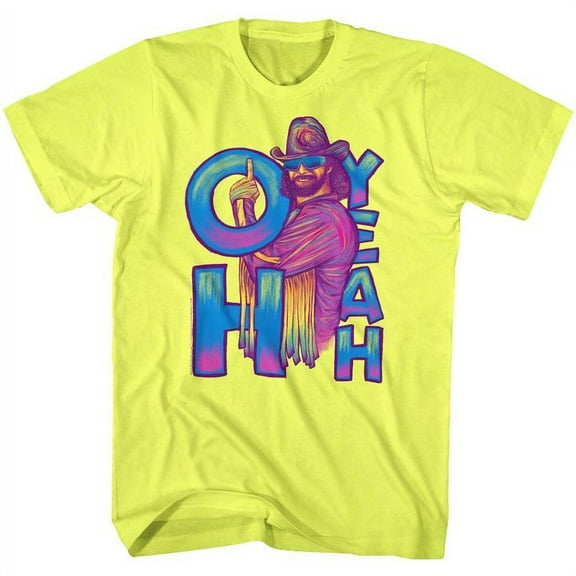Macho Man Oh Yeah Neon Yellow Heather Adult T-Shirt