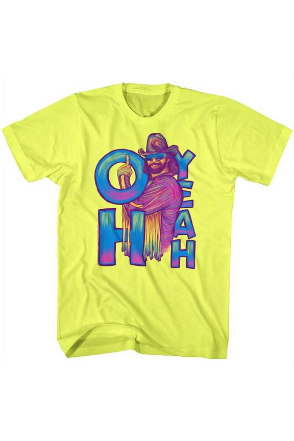 Macho Man Oh Yeah Neon Yellow Heather Adult T-Shirt