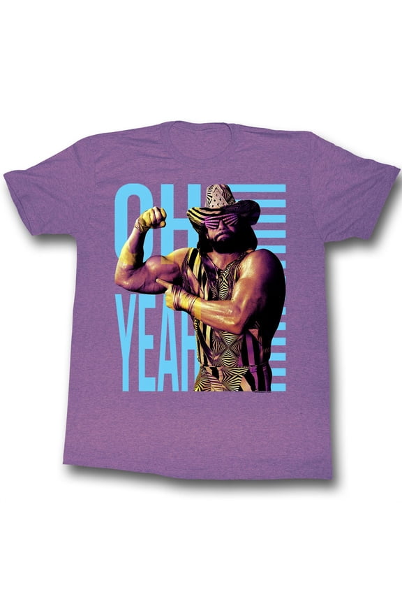 Macho Man Oh Yeah Retro Purple Heather Adult T-Shirt