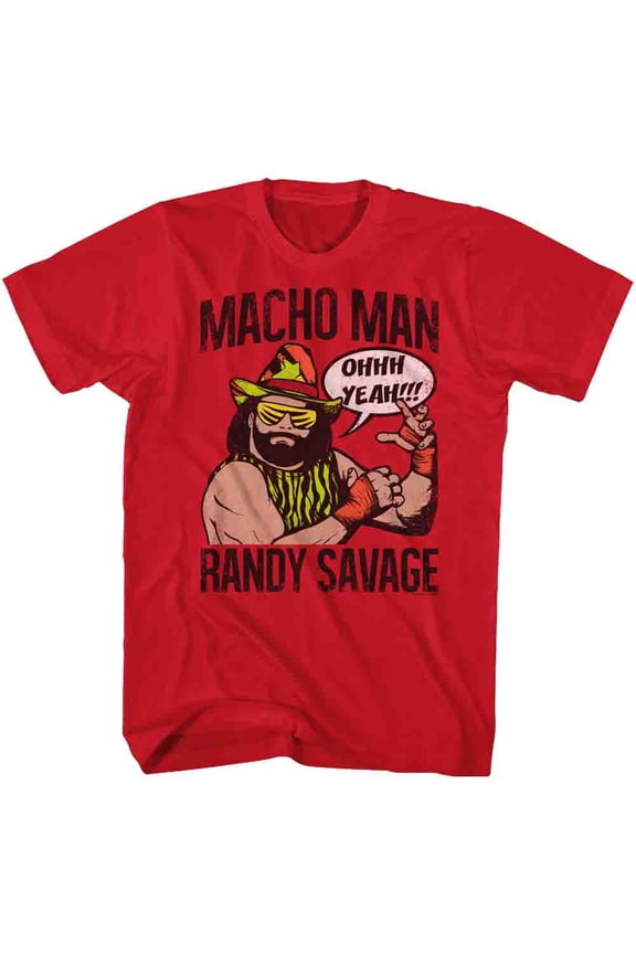 Macho Man Oooh Yeah Red Adult T-Shirt