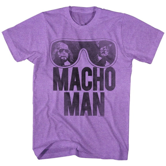Macho Man Ooold School Neon Purple Heather Adult T-Shirt