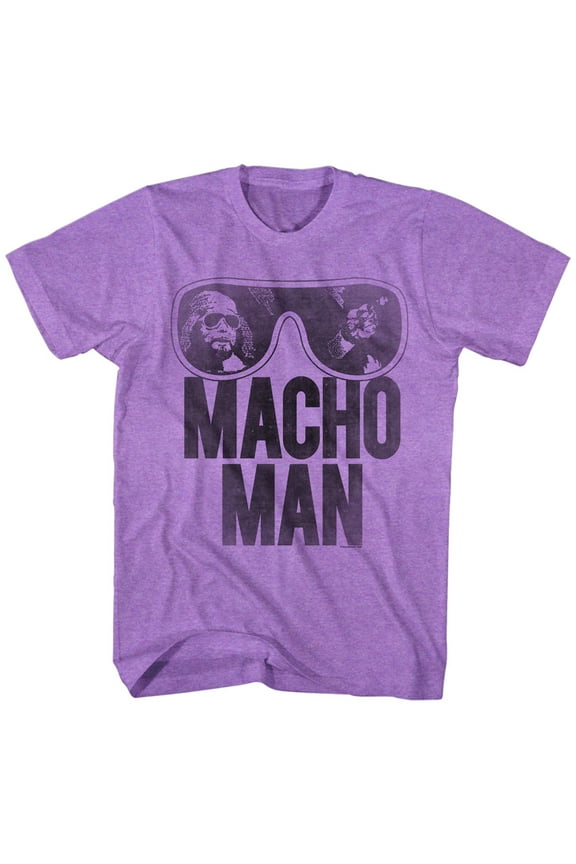 Macho Man Ooold School Neon Purple Heather Adult T-Shirt