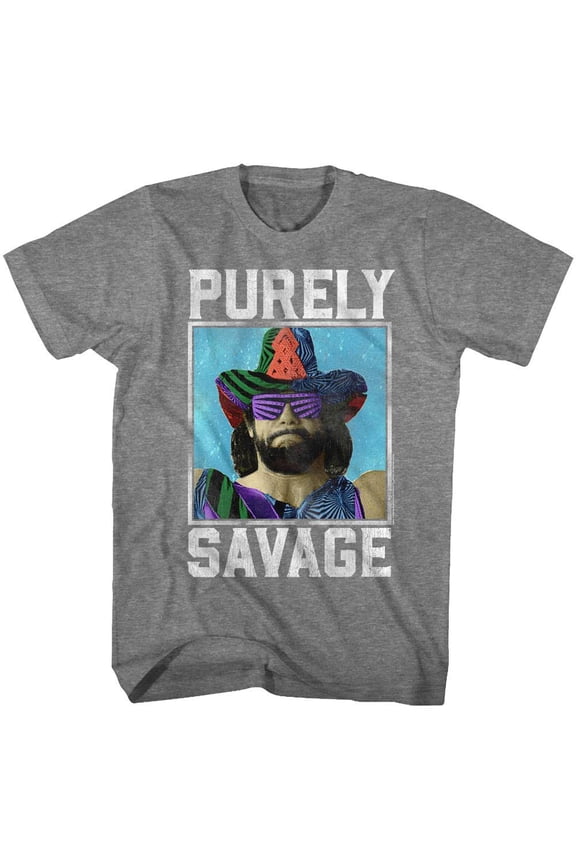 Macho Man Purely Savage Graphite Heather Adult T-Shirt