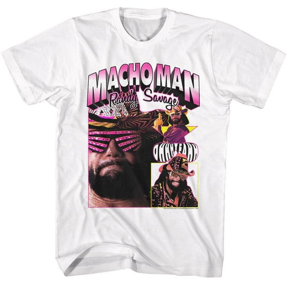 Macho Man Randy Collage Light White Adult T-Shirt 3Xl