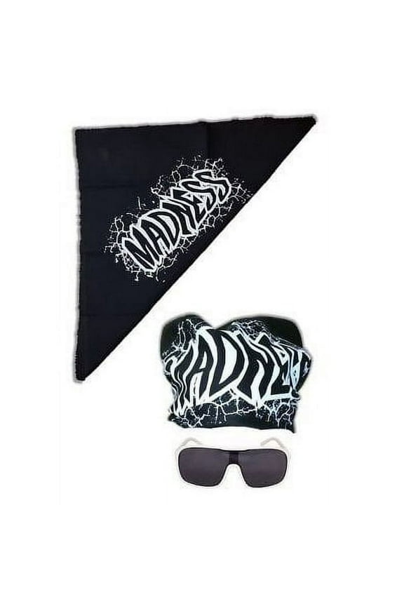 Macho Man Randy Savage Madness Bandana White Sunglasses Costume Black Bandana, White Glasses