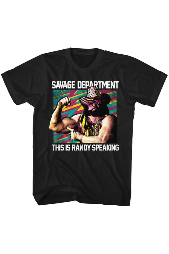 Macho Man Savage Dept Black Adult T-Shirt