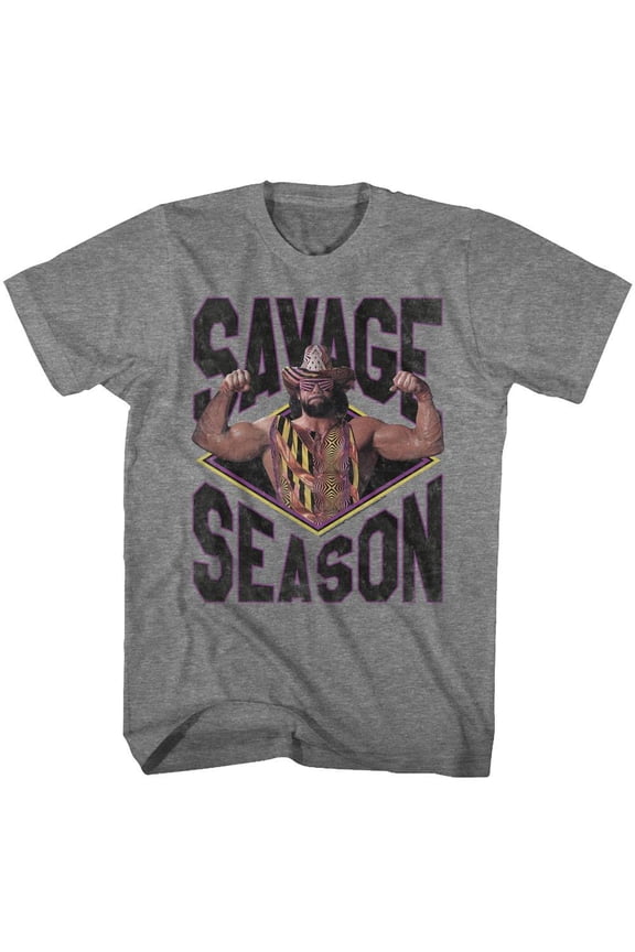 Macho Man Savage Season Graphite Heather Adult T-Shirt