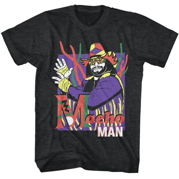 Macho Man 80's Color Explosion Men's T Shirt (CharcoalHeather, AdultXL)