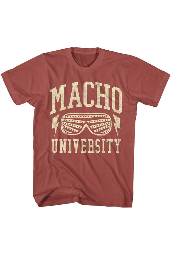 Macho Man University Men's T Shirt (Terracotta, AdultXL)