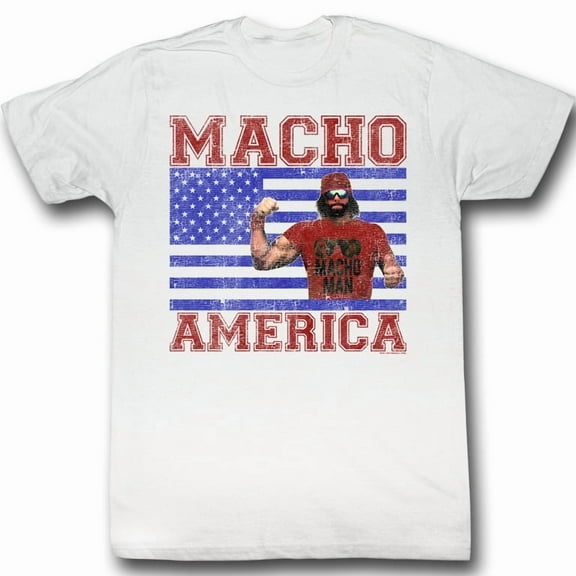 Macho Man WWF Macho America Adult T-Shirt Tee 3X White