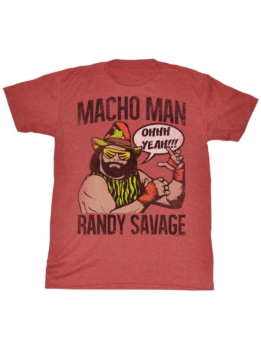 Macho Man Wrestler Randy Savage Color Cartoon Ohhh Yeah!!! Red Adult T ...