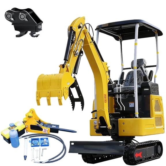 Machpro D722 Kubota Diesel Mini Excavator Side Swing with Hydraulic Breaker and Mechanical Quick Coupler