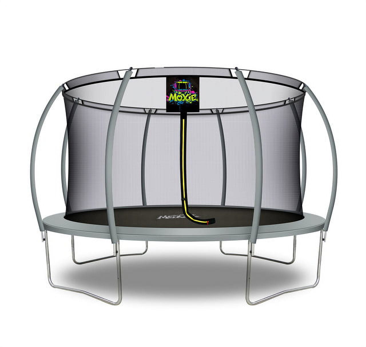 Machrus Moxie Pumpkin-Shaped Outdoor Trampoline Set with Top-Ring Frame Safety Enclosure, 14 FT