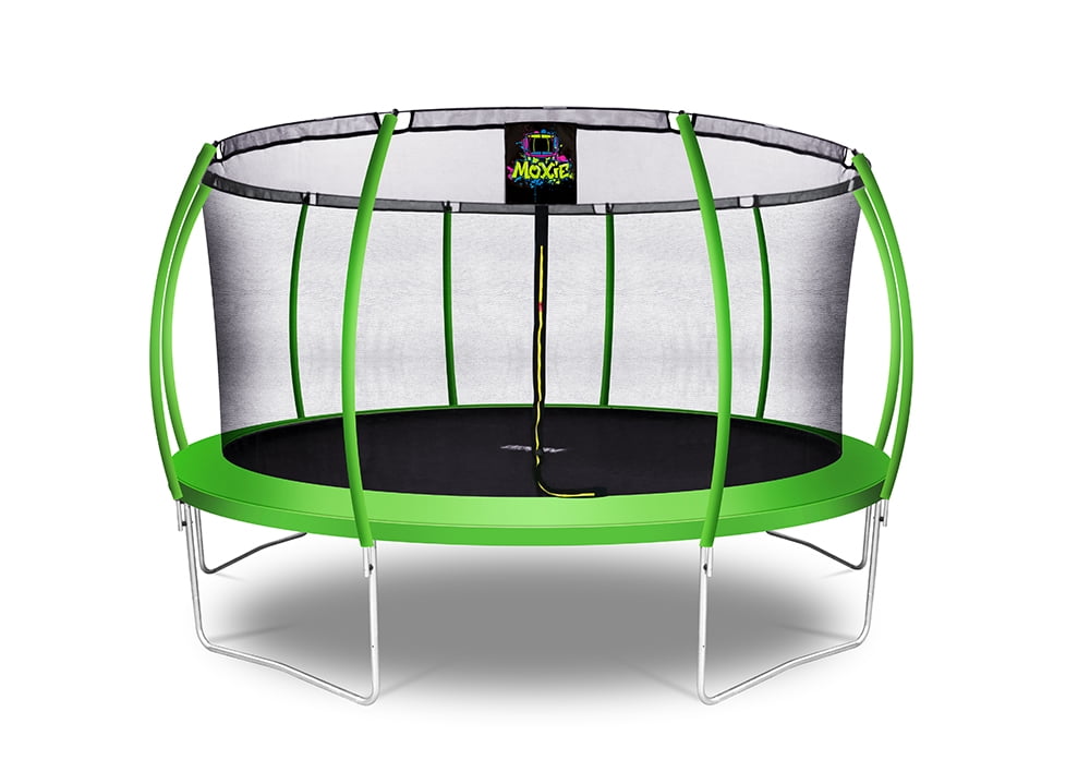 Machrus Moxie Pumpkin-Shaped Outdoor Trampoline Set with Premium Top-Ring  Frame Safety Enclosure, 15 FT - Green Apple 