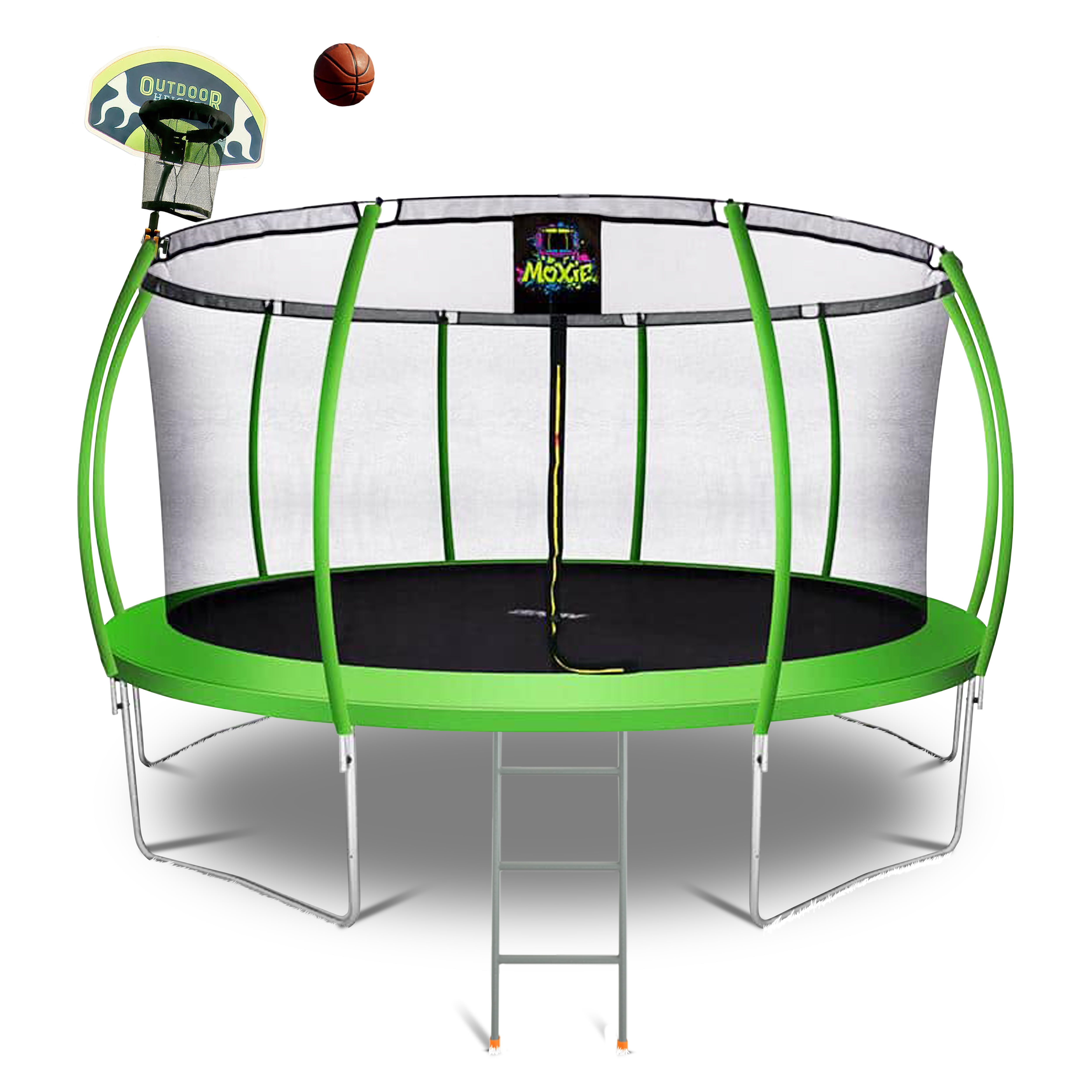 Moxie 15 ft Green Apple Round Outdoor Trampoline Set with Safety Enclosure