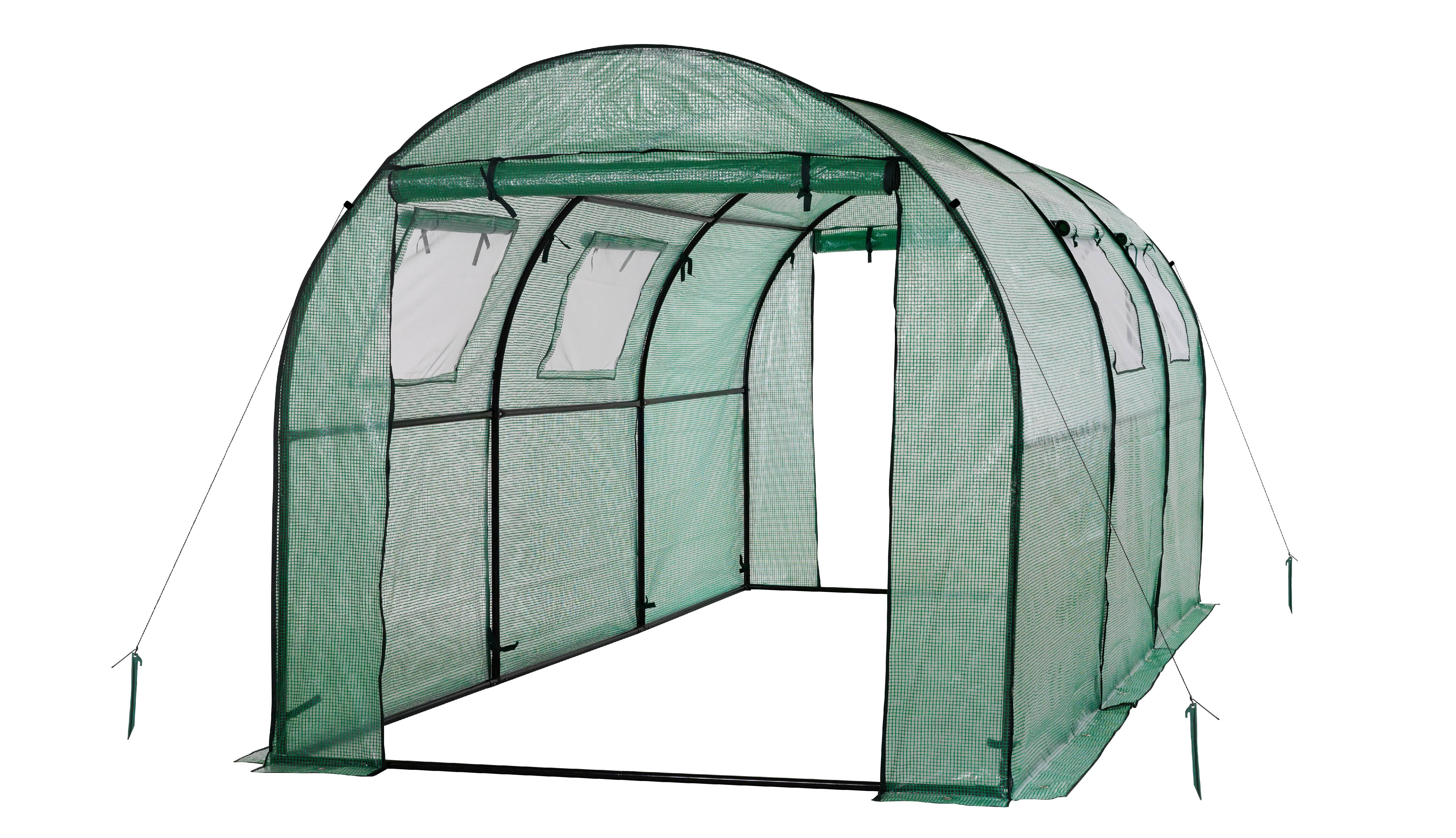 Machrus Ogrow Deluxe Walk-In Tunnel Greenhouse with Green Cover for Outdoors and Indoors