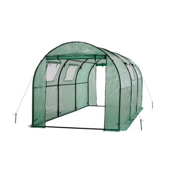 Machrus Ogrow Deluxe Walk-In Tunnel Greenhouse with Green Cover for Outdoors and Indoors
