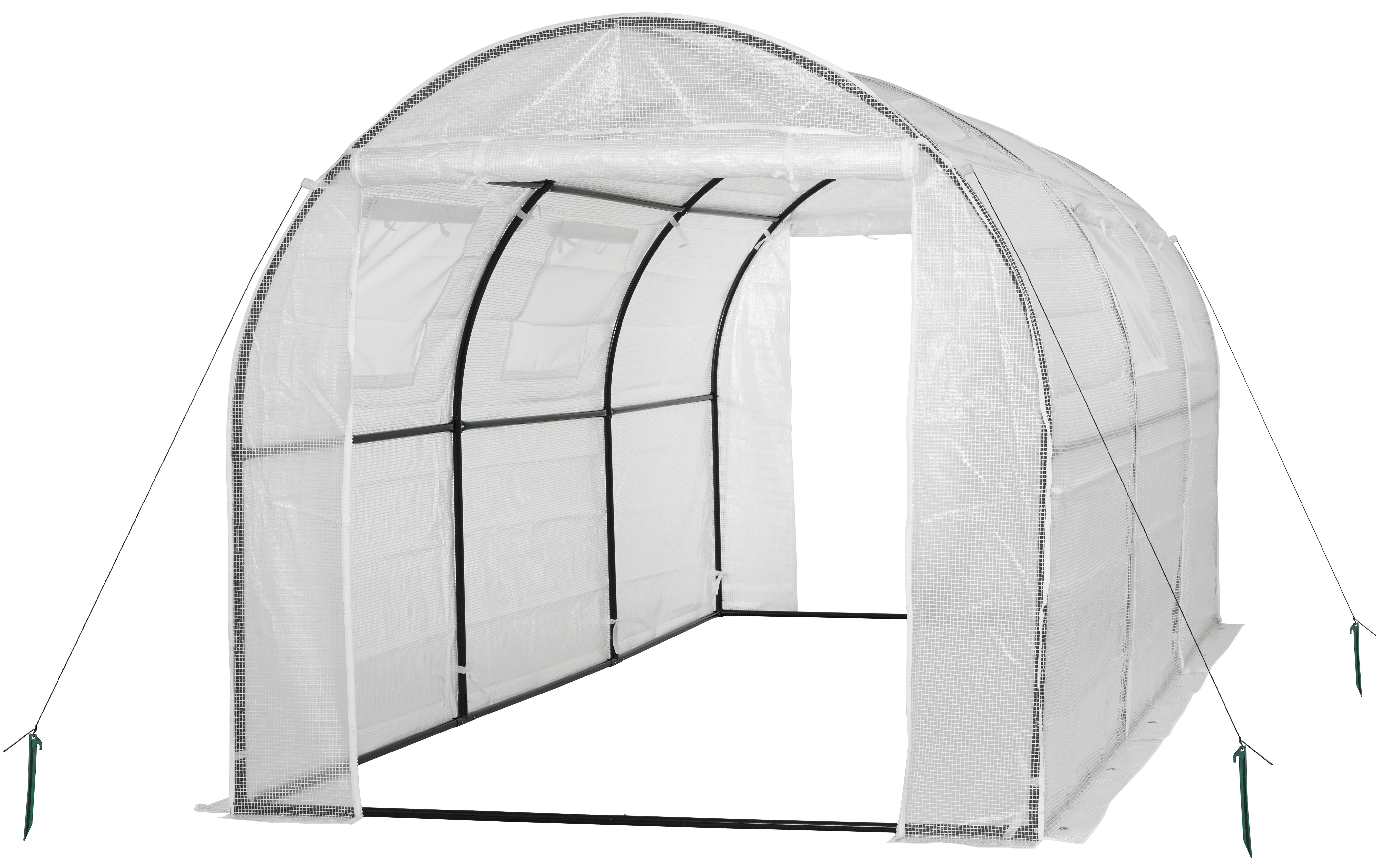 Large White Polyethylene Walk-In Tunnel Greenhouse with Reinforced Cover