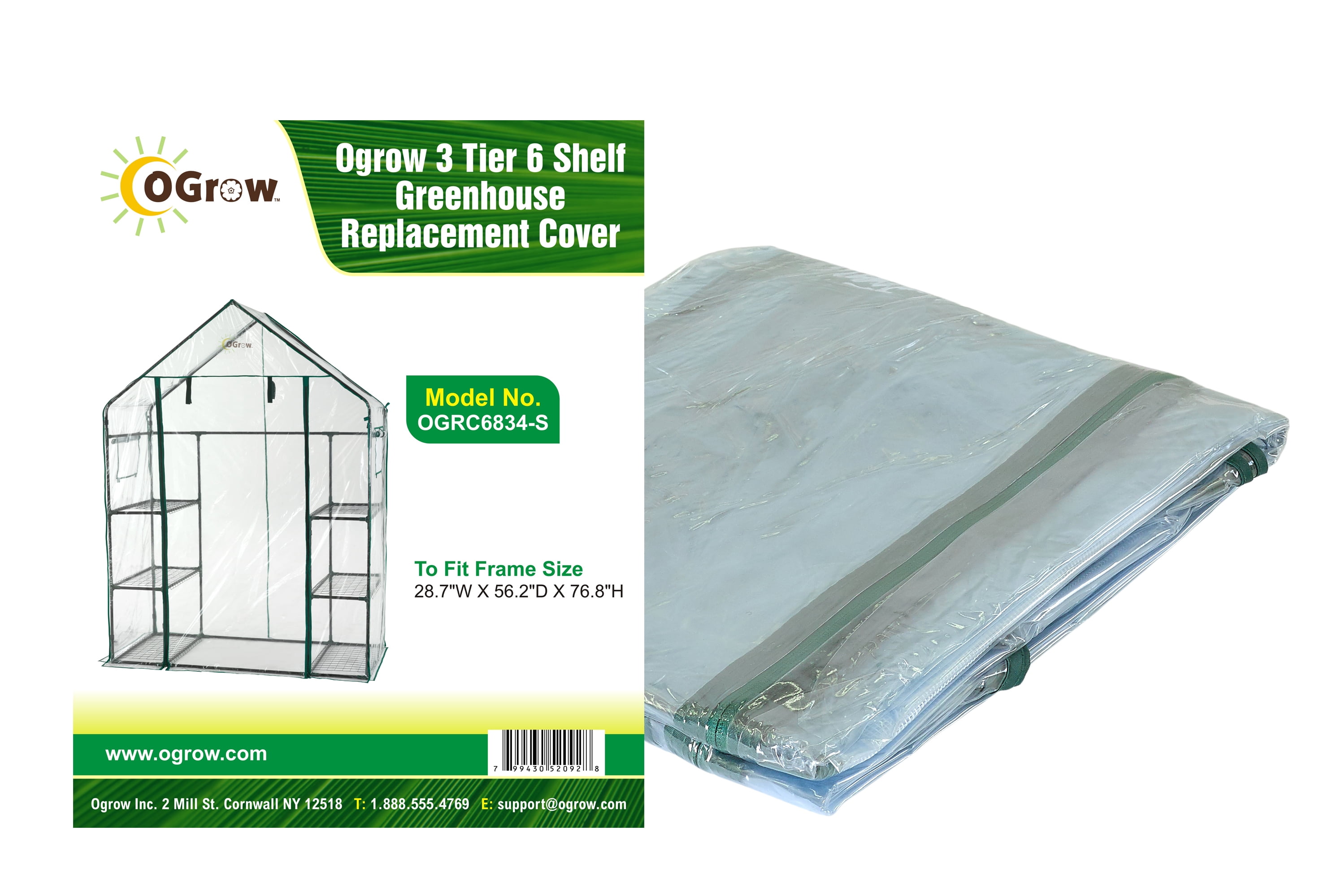 Machrus Ogrow Premium Greenhouse Replacement Cover for Your Outdoor Walk in Greenhouse - Clear - Fits Frame 29"L x 56"W x 77"H