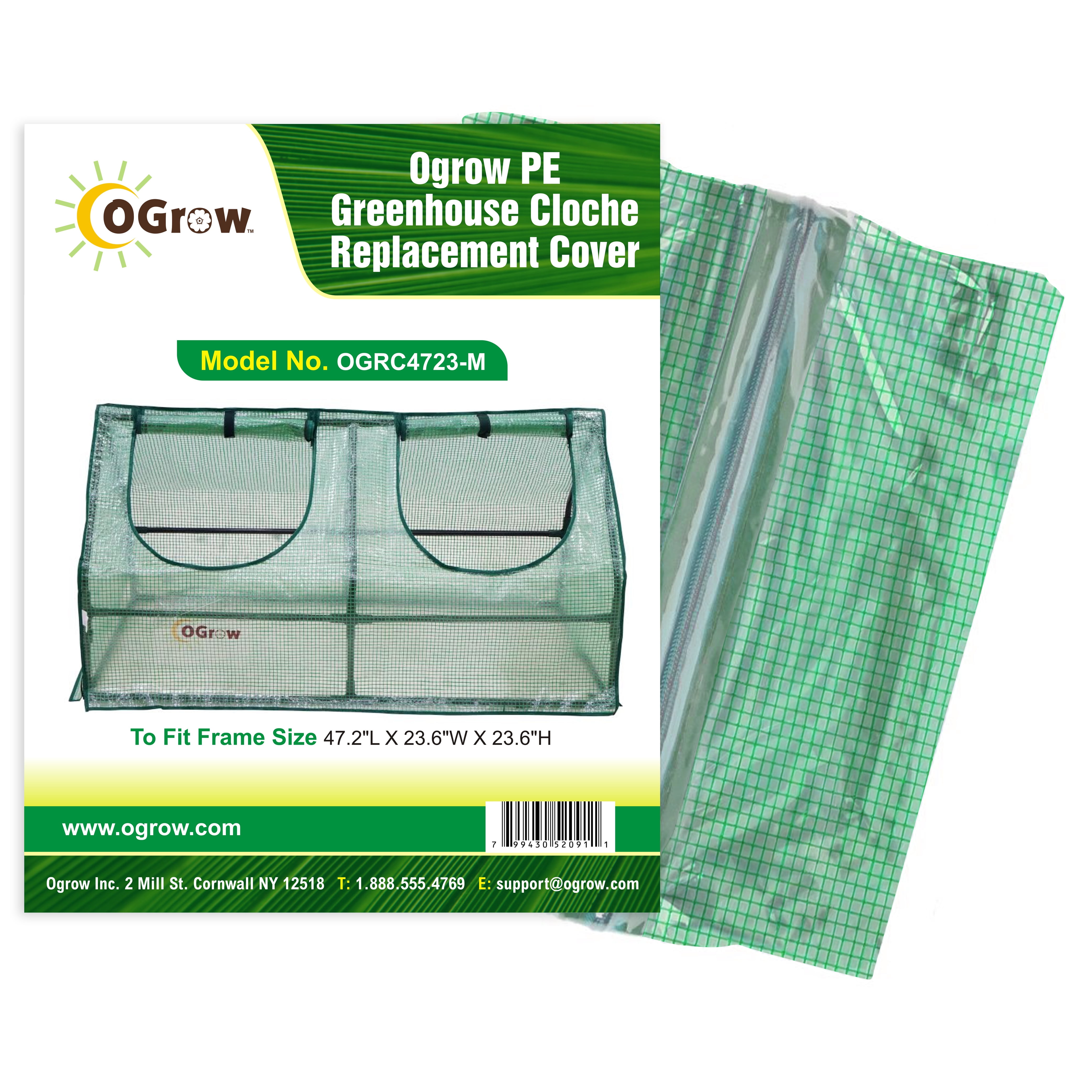 OGrow Machrus Premium PE Greenhouse Replacement Cover Green 47x24x24 Inch for Outdoor/Indoor Greenhouse Cloche