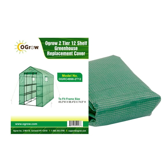 Machrus Ogrow Premium PE Greenhouse Replacement Cover for Your Outdoor Walk in Greenhouse - Green - Fits Frame 98"L x 49"W x 75"H