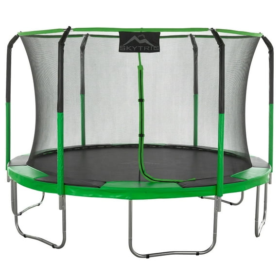 Machrus Skytric 11 FT Round Trampoline Set with Premium Top-Ring Flex Frame Safety Enclosure System