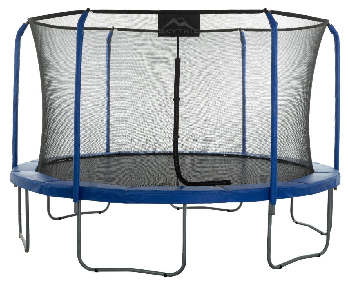 Skytric 15 ft Blue Round Trampoline with Safety Enclosure