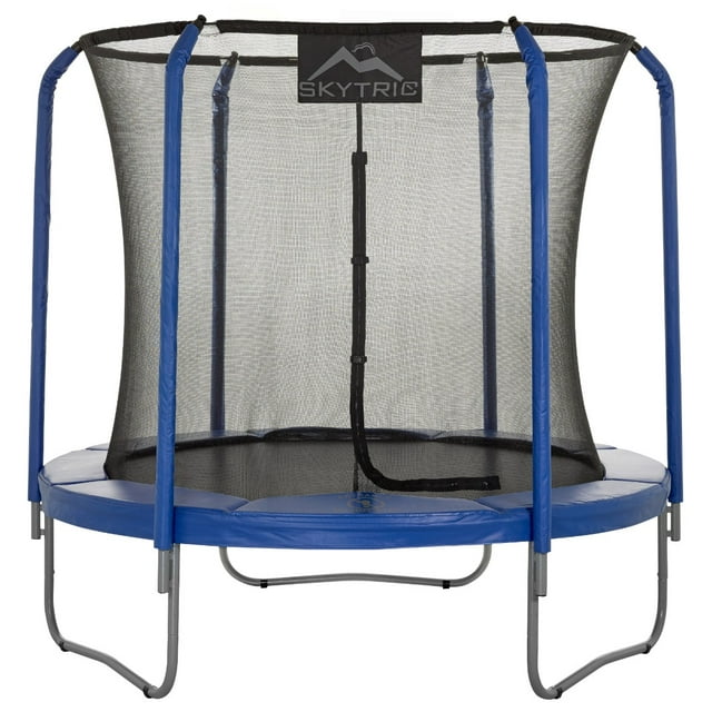 Machrus Skytric 8 FT Round Trampoline Set with Premium Top-Ring Flex Frame Safety Enclosure System