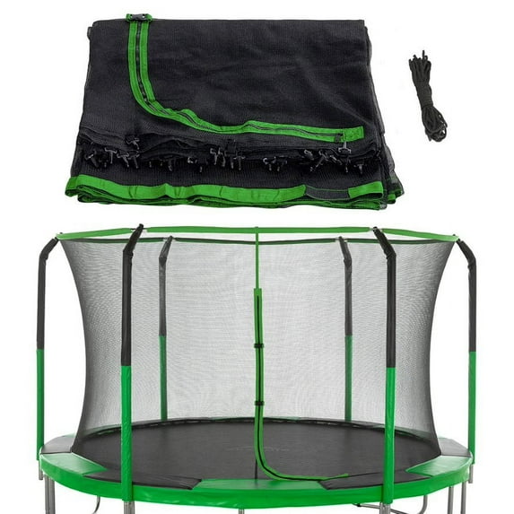 Machrus Skytric Trampoline Safety Net Fits 11 ft Round Trampolines using 6 Curved Poles - UV and Weather-Resistant Net Replacement for Top Ring Frame - Light Green