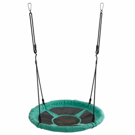 Machrus Swingan 37.5" Super Fun Nest Swing With Adjustable Ropes - Solid Fabric Seat Design - Green