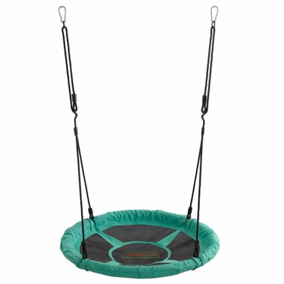 Machrus Swingan 37.5" Super Fun Nest Swing With Adjustable Ropes - Solid Fabric Seat Design - Green