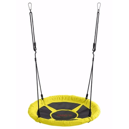 Machrus Swingan 37.5" Super Fun Nest Swing With Adjustable Ropes - Solid Fabric Seat Design - Yellow
