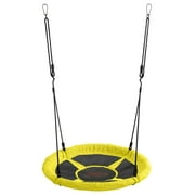 Machrus Swingan 37.5" Super Fun Nest Swing With Adjustable Ropes - Solid Fabric Seat Design - Yellow