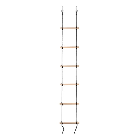 Machrus Swingan 6 Steps Gymnastic Climbing Rope Ladder with black rope - Fully Assembled