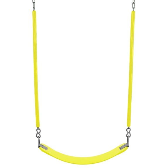 Machrus Swingan Belt Swing For All Ages with Soft Grip Chain - Fully Assembled - Yellow