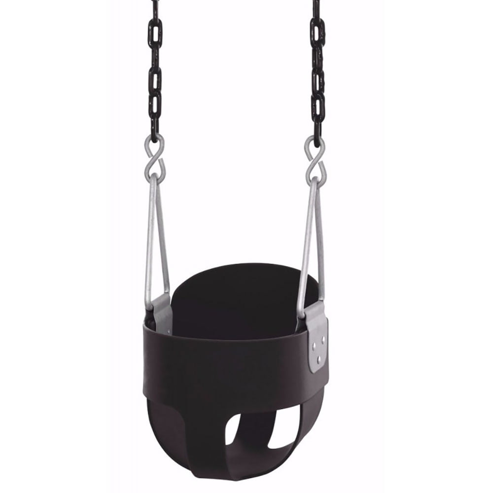 Machrus Swingan High Back, Full Bucket Toddler & Baby Swing with Vinyl Coated Chain - Fully Assembled - Black