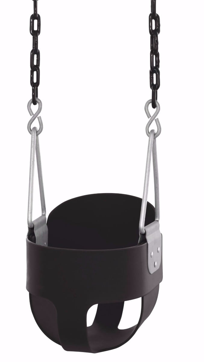 Machrus Swingan High Back, Full Bucket Toddler & Baby Swing with Vinyl Coated Chain - Fully Assembled - Black