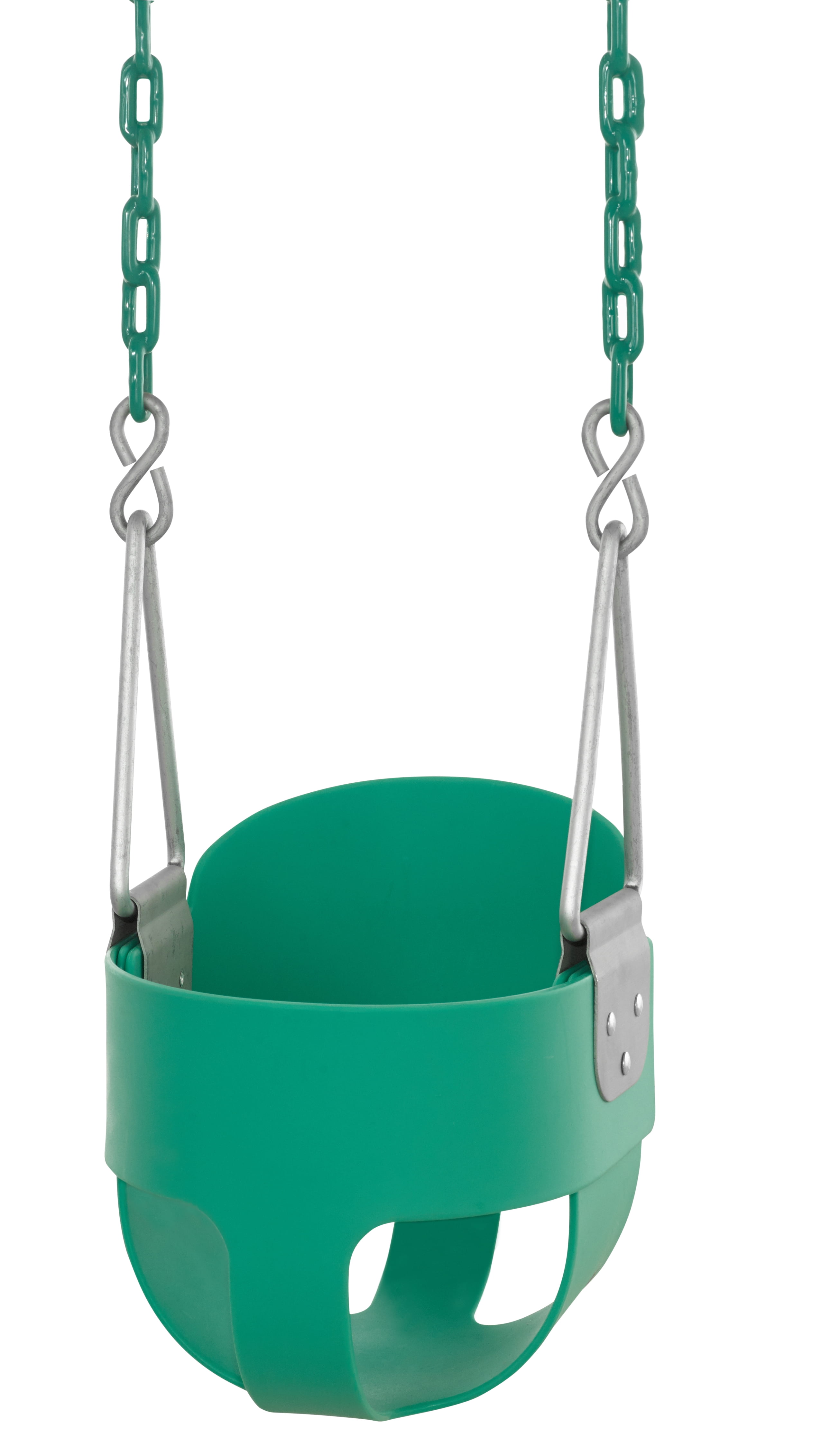 Green High Back Full Bucket Baby Swing with Vinyl Coated Chain