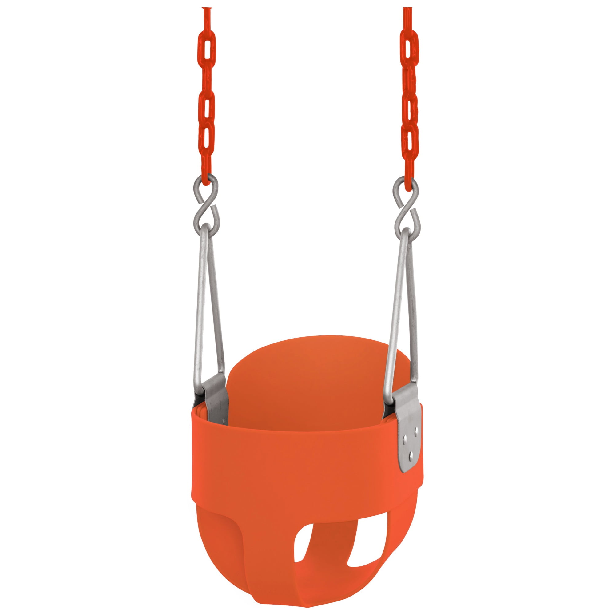 Machrus Swingan High Back, Full Bucket Toddler & Baby Swing with Vinyl Coated Chain - Fully Assembled - Orange