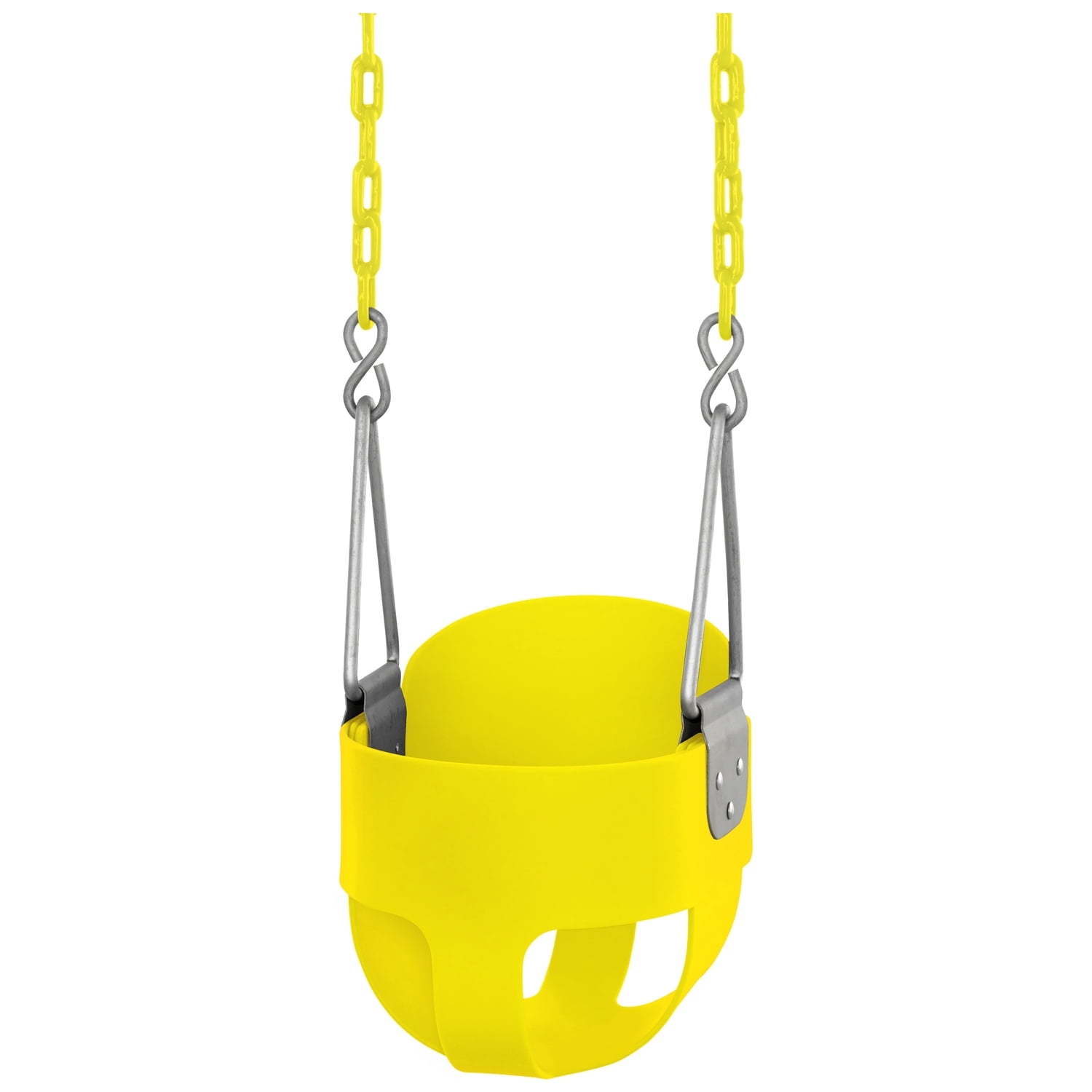 Machrus Swingan High Back, Full Bucket Toddler & Baby Swing with Vinyl Coated Chain - Fully Assembled - Yellow